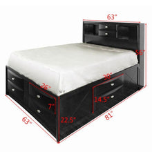 Load image into Gallery viewer, Storage Bed  Furniture with Drawers Bookcase Headboard-Queen Size
