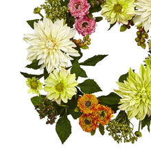 Load image into Gallery viewer, 22" Dahlia Mum Wreath
