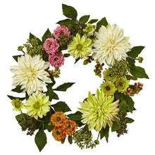 Load image into Gallery viewer, 22" Dahlia Mum Wreath
