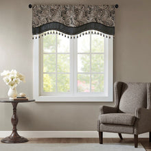 Load image into Gallery viewer, Madison Park Aubrey Jacquard Window Rod Pocket Valance With Beads - 50X18" MP41-4989

