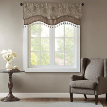Load image into Gallery viewer, Madison Park Aubrey Jacquard Window Rod Pocket Valance With Beads - 50X18" MP41-4990
