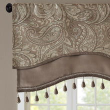 Load image into Gallery viewer, Madison Park Aubrey Jacquard Window Rod Pocket Valance With Beads - 50X18" MP41-4990
