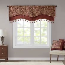 Load image into Gallery viewer, Madison Park Aubrey Jacquard Window Rod Pocket Valance With Beads - 50X18" MP41-4991
