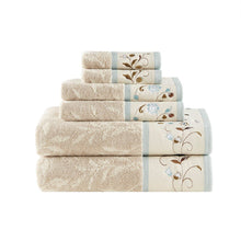 Load image into Gallery viewer, Madison Park Serene Embroidered Cotton Jacquard 6 Piece Towel Set MP73-6090
