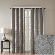 Load image into Gallery viewer, Mirage Knitted Jacquard Blackout Window Panel (50x108) - Charcoal SS40-0021 By Olliix
