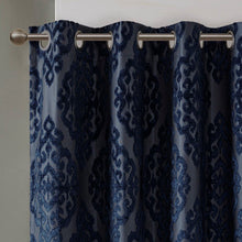 Load image into Gallery viewer, Sunsmart Mirage Knitted Jacquard Damask Total Blackout Grommet Top Curtain Panel - 50X84" SS40-0101
