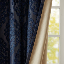 Load image into Gallery viewer, Sunsmart Mirage Knitted Jacquard Damask Total Blackout Grommet Top Curtain Panel - 50X84" SS40-0101

