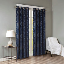 Load image into Gallery viewer, Sunsmart Mirage Knitted Jacquard Damask Total Blackout Grommet Top Curtain Panel - 50X95" SS40-0102
