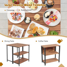 Load image into Gallery viewer, Acacia Wood Patio Folding Dining Table Storage Shelves
