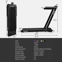 Load image into Gallery viewer, 2 in 1 Folding Treadmill with Bluetooth Speaker Remote Control-Black
