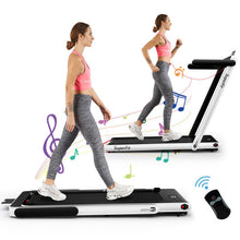 Load image into Gallery viewer, 2 in 1 Folding Treadmill with Bluetooth Speaker Remote Control-White

