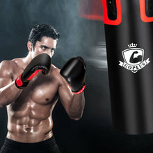 Load image into Gallery viewer, 56 Pounds Filled Punching Bag Set Kickboxing MMA Thai Training with Hand Wraps Hanger-Black

