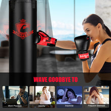 Load image into Gallery viewer, 63 Pounds Filled Punching Hanging Bag Set Kick Boxing MMA training with Gloves-Black

