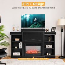 Load image into Gallery viewer, 70 Inch Modern Fireplace Media Entertainment Center with Bookcase-Black
