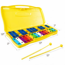Load image into Gallery viewer, 25 Notes Kids Glockenspiel Chromatic Metal Xylophone-Yellow
