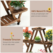 Load image into Gallery viewer, Wooden Plant Stand with Wheels Pots Holder Display Shelf
