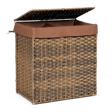 Load image into Gallery viewer, Hand-woven Foldable Rattan Laundry Basket-Brown
