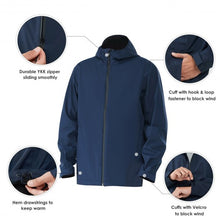 Load image into Gallery viewer, Men's Waterproof Rain Windproof Hooded Raincoat Jacket-Navy-M
