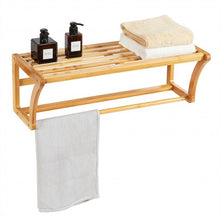 Load image into Gallery viewer, Bamboo Towel Bar Wall Mounted Storage Towel Rack Bathroom Shelf
