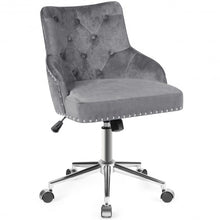 Load image into Gallery viewer, Tufted Upholstered Swivel Computer Desk Chair with Nailed Tri-Gray

