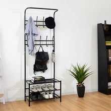 Load image into Gallery viewer, Metal Entryway Coat Hat Shoes Rack 18 Hooks Garment Rack
