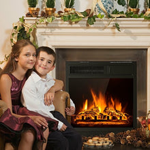 Load image into Gallery viewer, 18" Electric Fireplace Insert Freestanding and Recessed Heater Log Flame Remote
