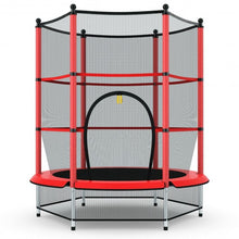 Load image into Gallery viewer, 55" Youth Jumping Round Trampoline with Safety Pad Enclosure-Red
