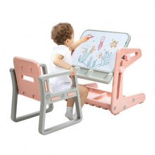 Load image into Gallery viewer, 2 in 1 Kids Easel Table and Chair Set  with Adjustable Art Painting Board-Pink
