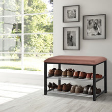 Load image into Gallery viewer, 2 Tiers Shoe Storage Rack Soft Seat Bench
