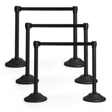 Load image into Gallery viewer, 6 Pcs Stanchion Post Crowd Control Barriers Queue Pole w/Retractable Belt-Black
