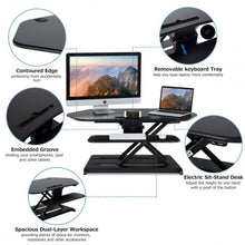 Load image into Gallery viewer, Electric Height Adjustable Sit-Stand Converter Standing Desk-Black
