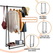Load image into Gallery viewer, Folding Clothes Hanger with Extendable Hanging Rod-Black
