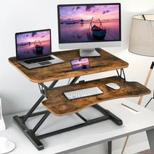 Load image into Gallery viewer, Converter Adjustable Riser Stand Desk with Keyboard Tray-Brown
