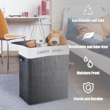 Load image into Gallery viewer, Double Rectangle Bamboo Hamper Laundry Basket-1PC Black
