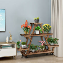 Load image into Gallery viewer, Wooden Plant Stand with Wheels Pots Holder Display Shelf
