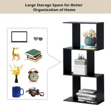 Load image into Gallery viewer, 3-tier S-Shaped Bookcase Free Standing Storage Rack Wooden
