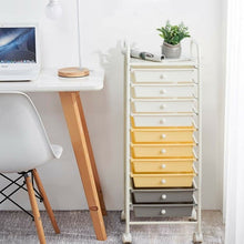Load image into Gallery viewer, 10 Drawer Rolling Storage Cart Organizer-Yellow
