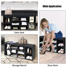 Load image into Gallery viewer, 10-Cube Organizer  Entryway Padded Shoe Storage Bench-Black
