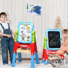 Load image into Gallery viewer, Height Adjustable Kids Art Easel Magnetic Double Sided Board-Blue
