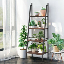 Load image into Gallery viewer, 4 Tier Bookcase Metal Frame Bookshelf Storage Plant Stand
