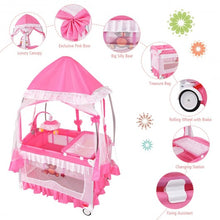 Load image into Gallery viewer, Portable Baby Playpen Crib Cradle with Carring Bag-Pink
