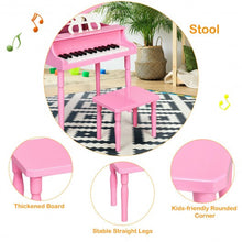 Load image into Gallery viewer, 30-Key Wood Toy Kids Grand Piano with Bench &amp; Music Rack-Pink
