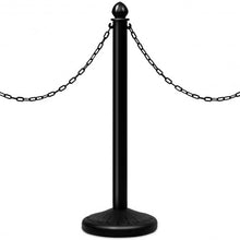 Load image into Gallery viewer, 6PC Set 39.5" Chain C-Hooks Fillable Base Plastic Stanchion-Black
