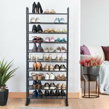 Load image into Gallery viewer, 10-Tier Metal Frame Shoe Rack Space-saving Shoe Organizer
