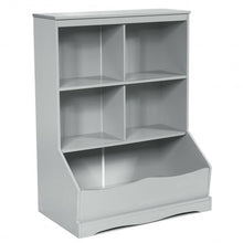 Load image into Gallery viewer, 3-Tier Children's Multi-Functional Bookcase Toy Storage Bin Floor Cabinet-Gray
