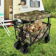 Load image into Gallery viewer, Collapsible Garden Folding Wagon Cart with Canopy-Camouflage
