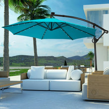Load image into Gallery viewer, 10FT 360 Rotation Solar Powered LED Patio Offset Umbrella-Turquoise
