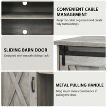 Load image into Gallery viewer, 59" TV Stand with Adjustable Shelf and Sliding Barn Door Cabinet-Gray
