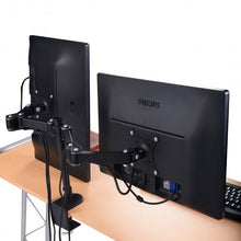 Load image into Gallery viewer, Dual Monitor Arm Desk Table Mount Stand for 2 LCD Fully Swivel Clamp up to 27”
