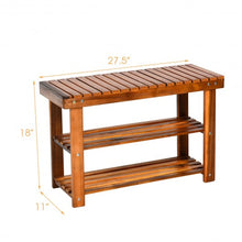 Load image into Gallery viewer, 3-Tier Wood Shoe Rack Shoe Bench Freestanding Boots Organizer
